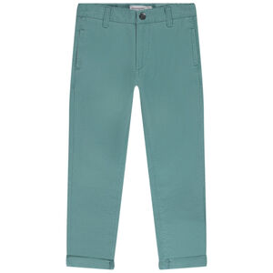 Pantalon en toile avec ceinture rayée à double boucles pour garçon 