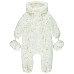 Combi-pilote imprimé fleurs pour bébé fille avec finitions différentes selon l'âge 