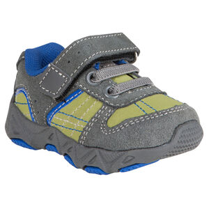 Baskets basses en cuir suédé avec lacets et scratch 