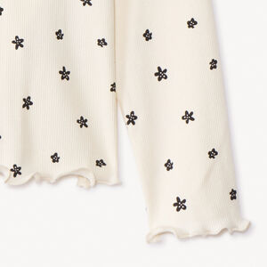 T-shirt manches longues côtelé à imprimé fleurs pour fille 