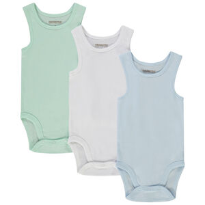 Lot de 3 bodies sans manches unis pour bébé garçon 