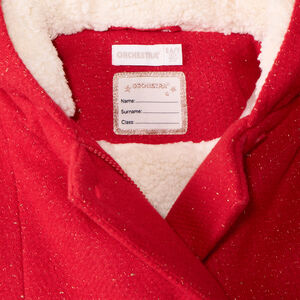 Manteau drap de laine en lurex rouge doublé sherpa pour fille  