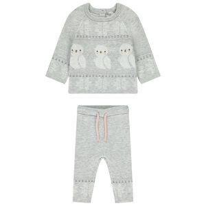 Ensemble pull + pantalon fantaisie neige pour bébé fille 