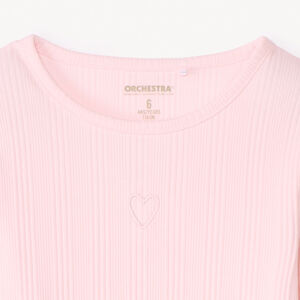 T-shirt manches longues avec cœur brodé pour fille   