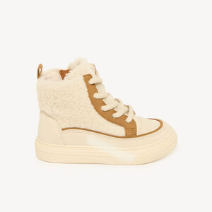 Chaussure montante effet mouton zip et lacets 