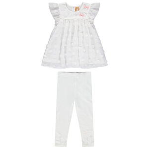 Ensemble de cérémonie avec tunique en tulle à plumetis et legging blanc 