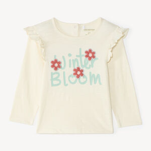 T-shirt manches longues bébé fille avec patch bouclette fantaisie 