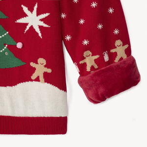 Pull de Noël en tricot doublé sherpa fille 