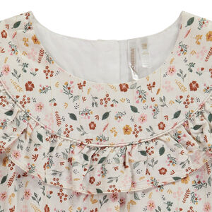 Ensemble tunique fleurie + caleçon uni beige pour bébé fille 