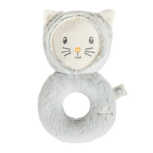 Hochet en sherpa tête de chat - Gris 