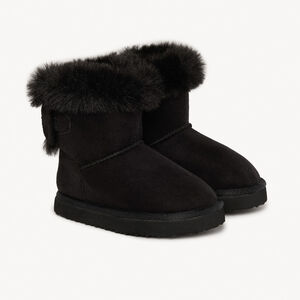 Bottines avec faussure fourrure et nœud pour bébé fille 