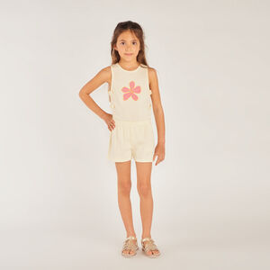 Combishort maille crêpée motifs fleurs pour fille 