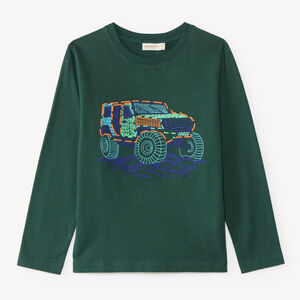 T-shirt manches longues garçon broderie voiture 