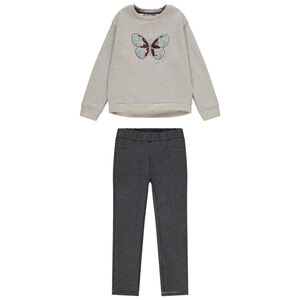 Ensemble jogging motif papillon en sequins pour fille 