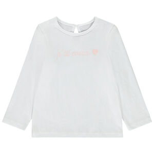 T-shirt manches longues uni avec écriture printé pour bébé fille 