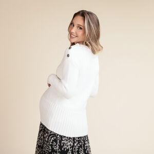 Pull en tricot uni avec boutons bijoux pour femme 