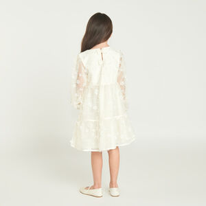 Robe à manches longues en toile avec fleurs 3D fille 