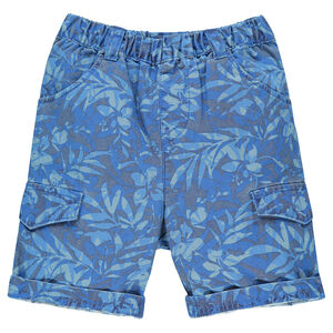 Bermuda imprimé végétal avec rabats fantaisie 