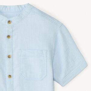 Chemise manches courtes col mao en toile pour garçon 