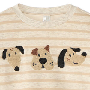 Sweat bébé garçon rayé avec broderies chiens 