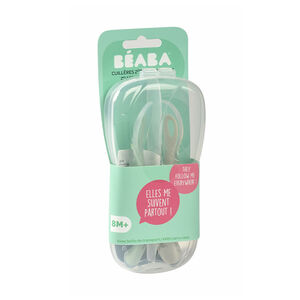 Set de 2 cuillères 2ème âge en silicone - Grey/Sage Green 