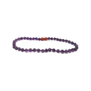 Collier pour bébé en pierre naturelle améthyste violette 
