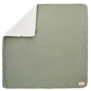 Couverture en tetra doublée sherpa 80 x 80 cm vert 