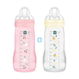 Lot de 2 biberons Easy Active débit rapide 330ml berry/pearl 