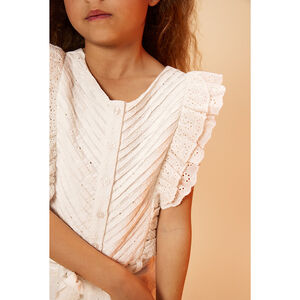 Combinaison longue en broderie anglaise pour fille 