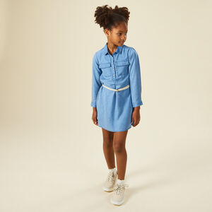 Robe chemise avec ceinture tressée pour fille 