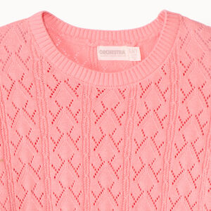 Pull en tricot ajouré uni fille 