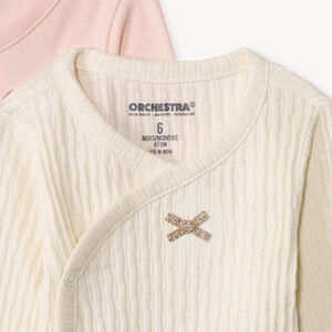 Lot de 5 bodies manches longues motifs Faon pour bébé fille avec ouvertures différentes selon l'âge 