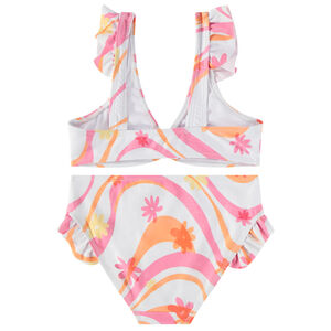 Maillot de bain 2 pièces volanté et imprimé fantaisie fille 