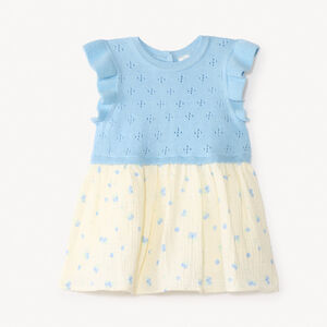 Robe tricot 2-en-1 imprimé myrtilles pour bébé fille 
