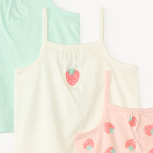 Lot de 3 débardeurs motif fraises pour bébé fille  