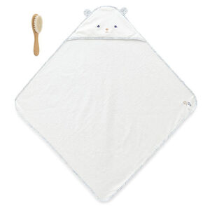 Coffret de bain - cape de bain bambou + brosse Blanc 