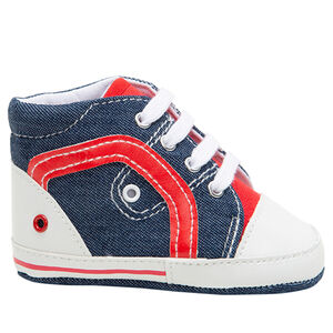 Baskets souples en toile effet jeans avec empiècements contrastés 