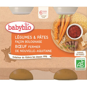 Petits pots de Légumes et Pâtes façon Bolognaise au Boeuf 2x200g  