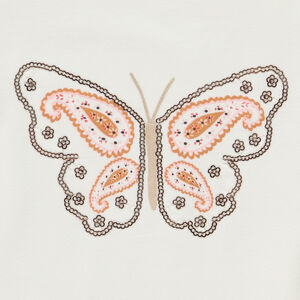 T-shirt manches courtes avec papillon en sequins pour fille 