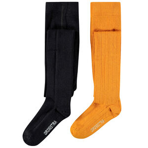 Lot de 2 collants épais unis pour enfant fille 