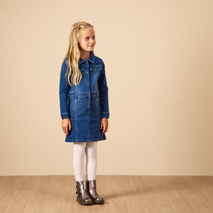 Robe manches longues style chemise effet denim pour fille 