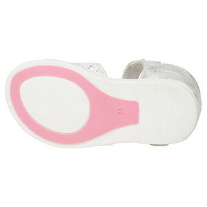 Nu-pieds blancs à paillettes et scratch 