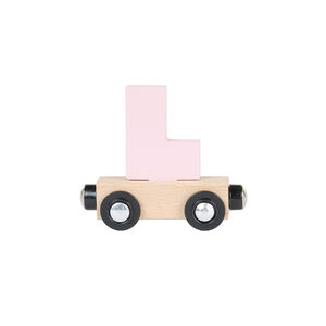 Lettre "L" wagon en bois - rose clair 