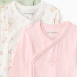 Lot de 7 bodies manches longues fantaisie pour bébé fille avec ouvertures différentes selon l'âge  