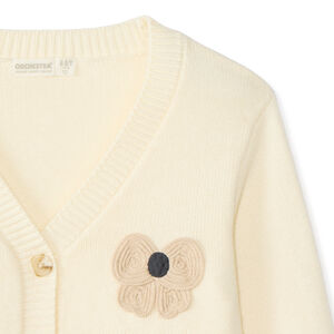 Gilet fille en tricot boutonné brodé en relief 