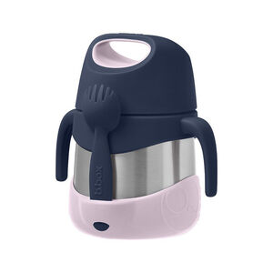 Lunchbox pot isotherme avec fourchette 335ml indigo/rose 