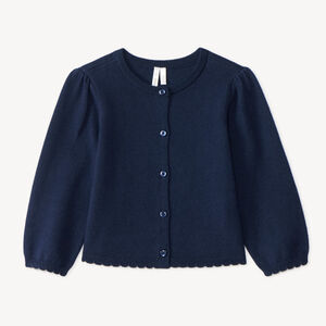 Gilet en tricot uni festonné pour bébé fille 