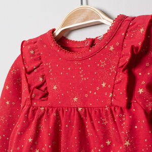 Tunique de fête manches longues imprimé étoiles pour bébé fille 