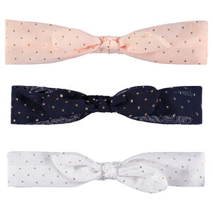 Lot de 3 bandeaux noués imprimé étoiles dorées pour fille 
