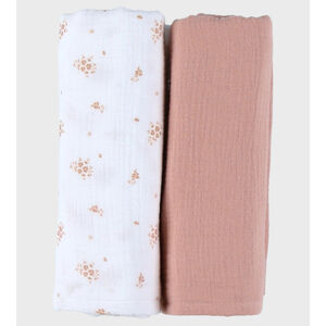 Lot de 2 langes 100x100cm Mousseline de coton bio Fleurs D'Antan 